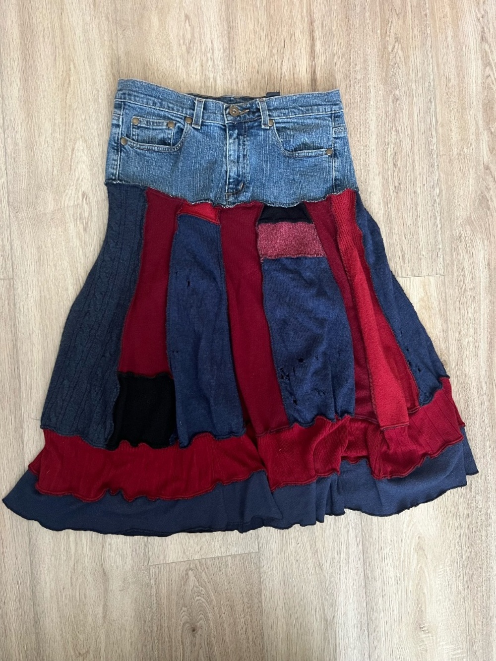 Ayla denim patchwork skirt Size 6